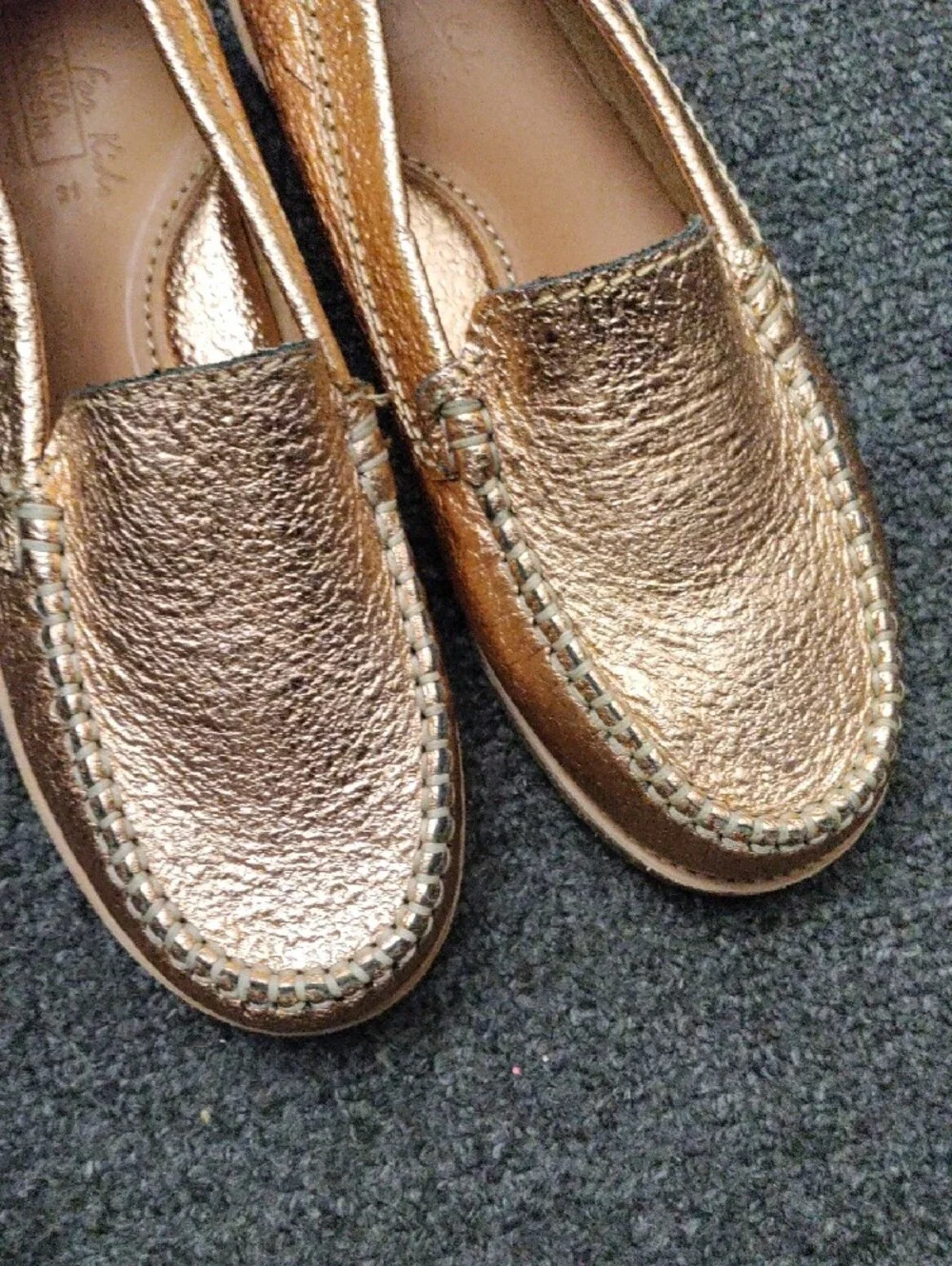 Kids Metallic Copper Slip-On  Moccasins